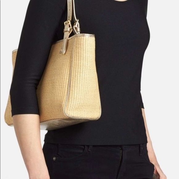 Tory Burch York Straw Small Buckle Tote - Picture 8 of 14